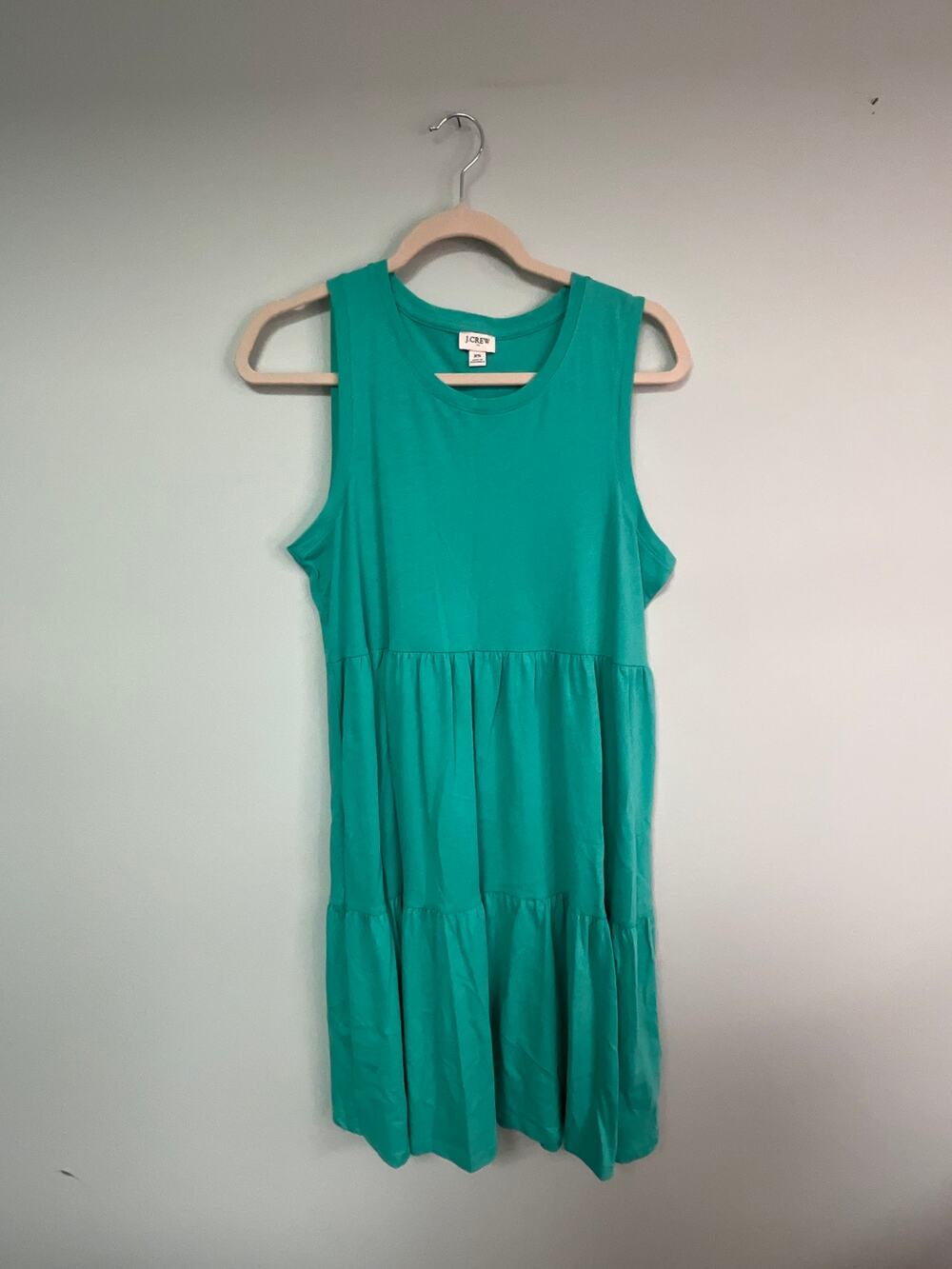 EUC! J. Crew Sleeveless Tiered Mini Dress - Green - Size XS